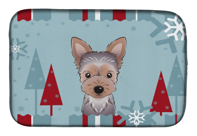 Yorkshire Terrier - Puppy  Winter Holiday Dish Drying Mat