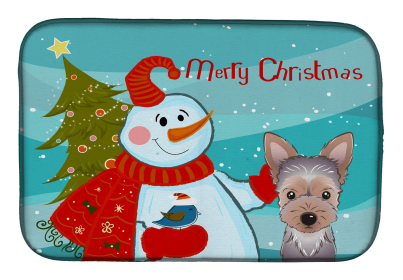 Yorkshire Terrier - Puppy and Snowman Dish Drying Mat