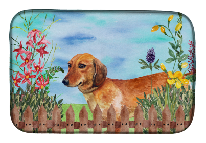 Dachshund Spring Dish Drying Mat