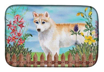 Siberian Husky Spring Dish Drying Mat