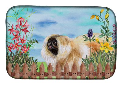 Pekingese Spring Dish Drying Mat