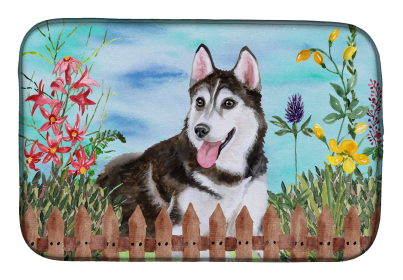 Siberian Husky #2 Spring Dish Drying Mat