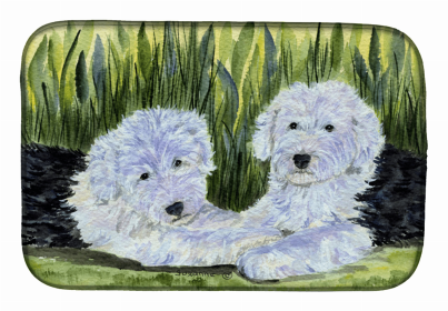 Old English Sheepdog Art Dish Drying Mat