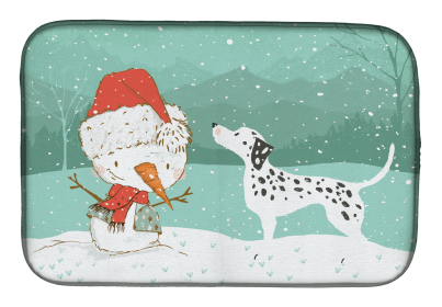 Dalmatian and Snowman Christmas Dish Drying Mat