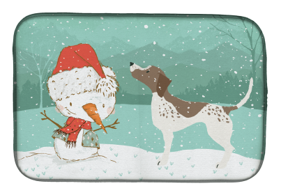 German Shorthaired Pointer and Snowman Christmas Dish Drying Mat