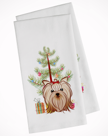 Yorkshire Terrier Christmas Tree White Kitchen Towel Set of 2