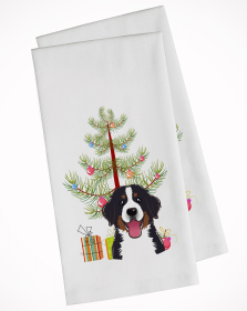 Bernese Mountain Dog Christmas Tree White Kitchen Towel Set of 2