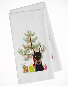 Doberman Christmas Tree White Kitchen Towel Set of 2