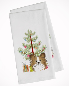 Papillon Christmas Tree White Kitchen Towel Set of 2