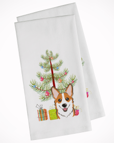 Corgi - Red - Christmas Tree White Kitchen Towel Set of 2