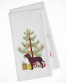 Irish Water Spaniel Christmas Tree White Kitchen Towel Set of 2