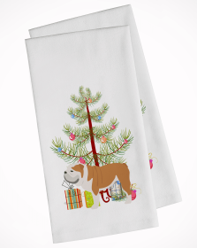 English Bulldog Christmas Tree White Kitchen Towel Set of 2