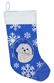 Maltese #2 Holiday Dog Christmas Stocking