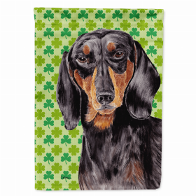 Dachshund #4 St. Patrick's Day Shamrock Portrait Flag Garden Size