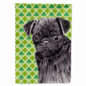 Pug #2 St. Patrick's Day Shamrock Portrait Flag Garden Size