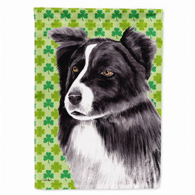 Border Collie St. Patrick's Day Shamrock Portrait Flag Garden Size