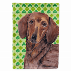 Dachshund #5 St. Patrick's Day Shamrock Portrait Flag Garden Size