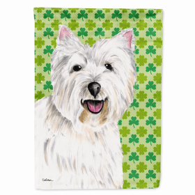 West Highland White Terrier St. Patrick's Day Shamrock Portrait Flag Garden Size (straight on)