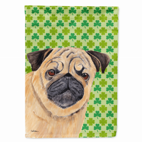 Pug #3 St. Patrick's Day Shamrock Portrait Flag Garden Size