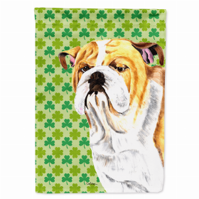 Bulldog St. Patrick's Day Shamrock Portrait Flag Garden Size