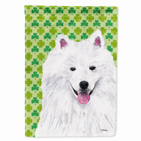 American Eskimo St. Patrick's Day Shamrock Portrait Flag Garden Size