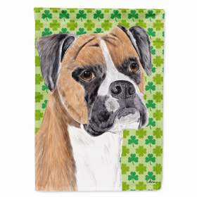 Boxer St. Patrick's Day Shamrock Portrait Flag Garden Size