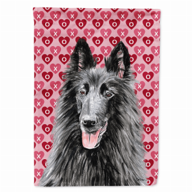 Belgian Sheepdog Hearts Love and Valentine's Day Portrait Flag Garden Size