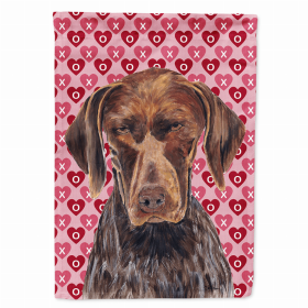 German Shorthaired Pointer Hearts Love and Valentine's Day Portrait Flag Garden Size