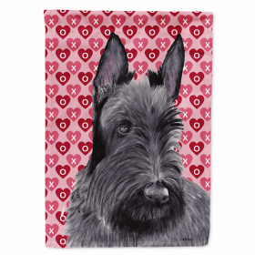 Scottish Terrier - Black Hearts Love and Valentine's Day Portrait Flag Garden Size