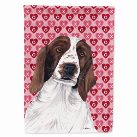 Springer Spaniel Hearts Love and Valentine's Day Portrait Flag Garden Size