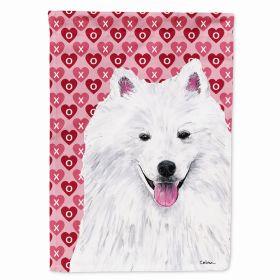 American Eskimo Hearts Love and Valentine's Day Portrait Flag Garden Size