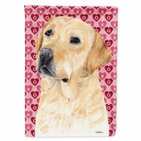 Labrador Retriever #2 Hearts Love and Valentine's Day Portrait Flag Garden Size