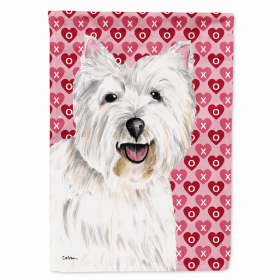 West Highland White Terrier Hearts Love and Valentine's Day Portrait Flag Garden Size