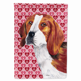 Beagle Hearts Love and Valentine's Day Portrait Flag Garden Size