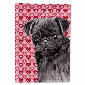 Pug #3 Hearts Love and Valentine's Day Portrait Flag Garden Size