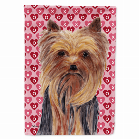 Yorkie #4 Hearts Love and Valentine's Day Portrait Flag Garden Size