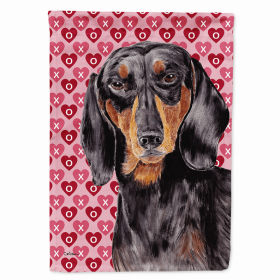 Dachshund #5 Hearts Love and Valentine's Day Portrait Flag Garden Size