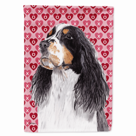 Springer Spaniel 1 Hearts Love and Valentine's Day Portrait Flag Garden Size