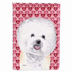 Bichon Frise Hearts Love and Valentine's Day Portrait Flag Garden Size