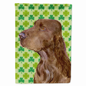 Field Spaniel St. Patrick's Day Shamrock Portrait Flag Garden Size