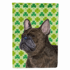 French Bulldog #5 St. Patrick's Day Shamrock Portrait Flag Garden Size