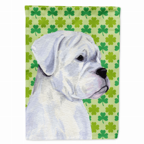 Boxer #3 St. Patrick's Day Shamrock Portrait Flag Garden Size