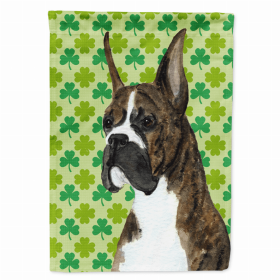 Boxer #2 St. Patrick's Day Shamrock Portrait Flag Garden Size