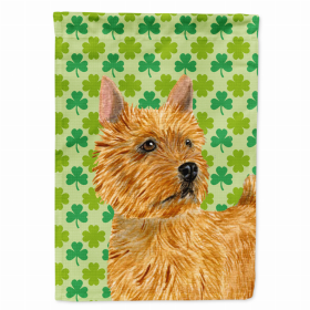 Norwich Terrier #2 St. Patrick's Day Shamrock Portrait Flag Garden Size