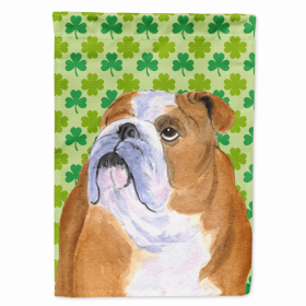 Bulldog #3 St. Patrick's Day Shamrock Portrait Flag Garden Size