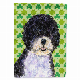 Portuguese Water Dog St. Patrick's Day Shamrock Portrait Flag Garden Size