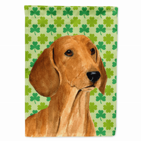 Dachshund #6 St. Patrick's Day Shamrock Portrait Flag Garden Size