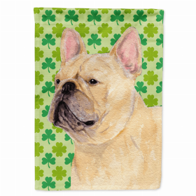 French Bulldog #4 St. Patrick's Day Shamrock Portrait Flag Garden Size