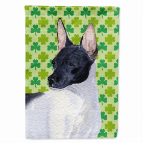 Rat Terrier St. Patrick's Day Shamrock Portrait Flag Garden Size