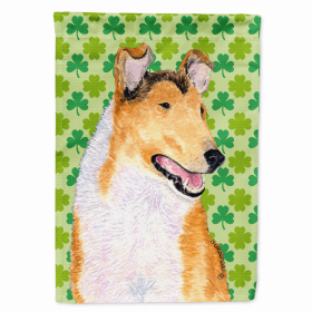 Collie - Smooth St. Patrick's Day Shamrock Portrait Flag Garden Size